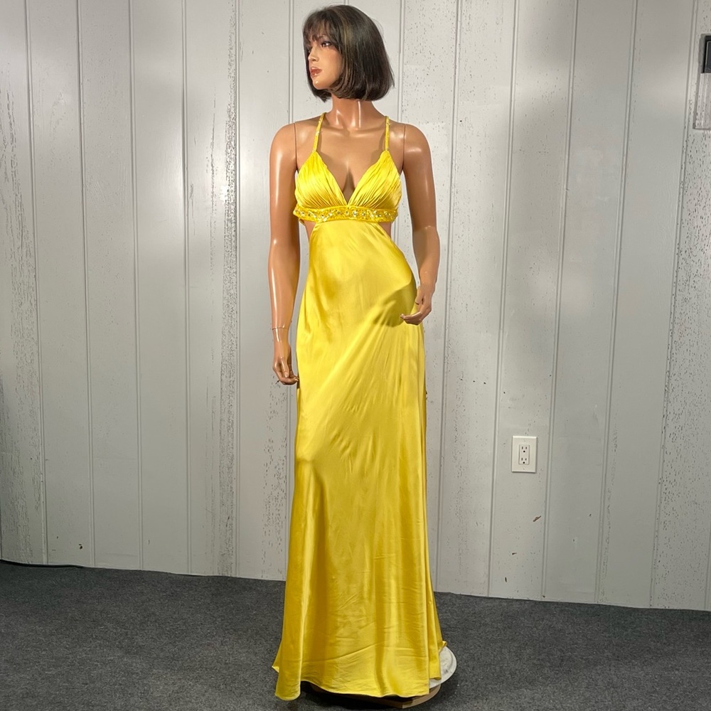 Aidan Mattox Women's Vibrant Yellow Silk Gown Sz 6 - Picture 14 of 17